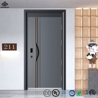 Porte métallique de sécurité moderne en aluminium de luxe Porte pivotante extérieure pour entrée principale résidentielle Porte d'entrée principale pour maison d'appartement Porte d'entrée