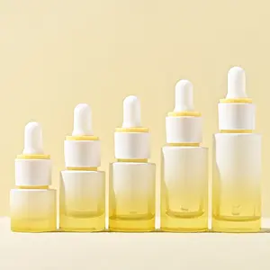 무료 샘플 5ml 10ml 15ml 18ml 30ml 더블 서클 스포이드 병 점진적 옐로우 에센스 유리 병