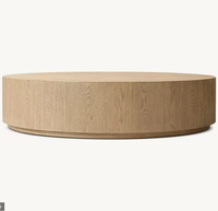 Table basse ronde en chêne moderne, durable et écologique, fabriquée à la main par RHMONTECITO, pour le salon