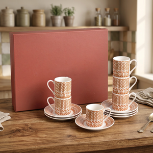 Luxury Modern European Style Eco-Friendly Bone China Ceramic 6 Cups and Saucers Set with Gift <b>Box</b> <b>Round</b> Shape for Business Gifts - Product Image 3