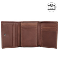 Dompet Pria Kulit Asli Vintage RFID Anti-Skimming Multi-Slot Kartu Model Pendek Diskon 70% Penjepit Uang Penjepit Dolar Kantong Koin