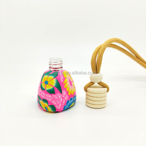 12ml tappo di legno colorato di Stampa Del Fiore vaso di Auto Bottiglia di Profumo Diffusa bottiglia di argilla polimerica Glas - Product Image 5