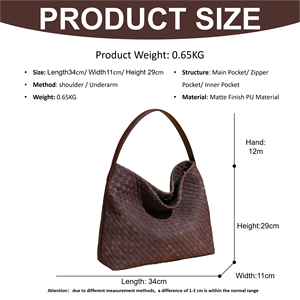 Sac fourre-tout <span class=keywords><strong>vintage</strong></span> en PU mat tressé, fait main, texture suédée, luxe, pour femme, avec une seule bandoulière, imperméable, durable, pour le shopping quotidien - Product Image 1
