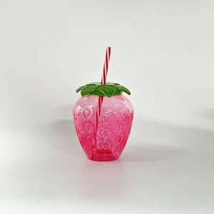 Juxinda ถ้วยน้ำแบบใช้แล้วทิ้งถ้วยพลาสติกใสลายสตรอเบอรี่สุดน่ารัก - Product Image 1