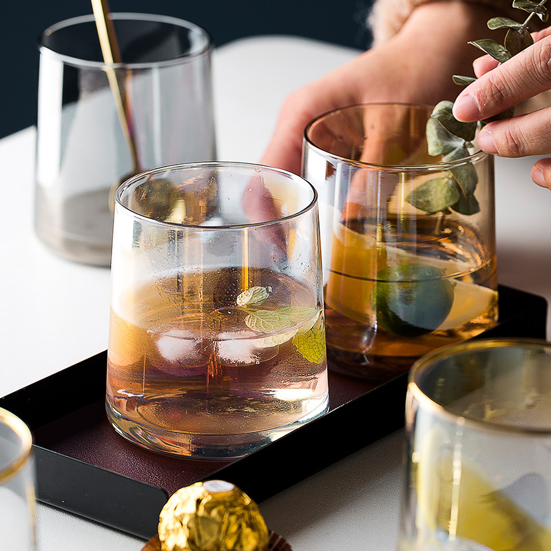 Hand made ice cream glass cup gold rimmed whiskey glass ice cream cup
