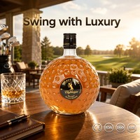 Bouteille en verre en forme de balle de golf Solent, texture alvéolée unique, carafe à whisky sportive pour club-house, prix d'usine en gros