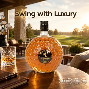 Bouteille en verre en forme de balle de golf Solent, texture alvéolée unique, carafe à <span class=keywords><strong>whisky</strong></span> sportive pour club-house, prix d'usine en gros - Product Image 1