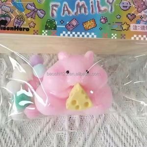 Jouet anti-stress extensible et compressible Mochi Squishy en TPR, mignon, Kawaii, Mini Hamster, Chat au fromage, Animal à pincer - Product Image 3