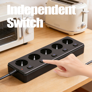 Protector <span class=keywords><strong>de</strong></span> Sobretensión para Enchufes Europeos <span class=keywords><strong>con</strong></span> Interruptores Separados, Regleta <span class=keywords><strong>de</strong></span> Alimentación Múltiple para Hogar y Oficina - Product Image 4