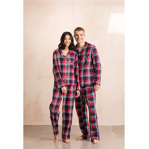 メンズとレディースのチェッカーパジャマセットファミリーマシン衣装カップルホームパジャマ - Product Image 2