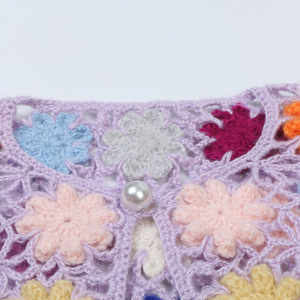 New 2024 Autumn Winter Fashion <strong>Cardigan</strong> Coats High Quality Ladies Allover <strong>Crochet</strong> Knitting Flower Patterns Purple <strong>Black</strong> <strong>Cardigan</strong> - Product Image 4