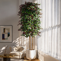 Arbres artificiels en plastique écologiques de 6,6 pieds, grands arbres ficus, troncs naturellement courbés, arbre artificiel luxuriant, décoration intérieure, plantes artificielles d'intérieur