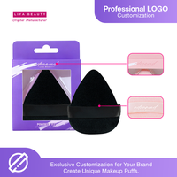 Houppette de maquillage en velours en forme de goutte d'eau avec logo OEM Houppette éponge de beauté en coton super doux pour poudre libre
