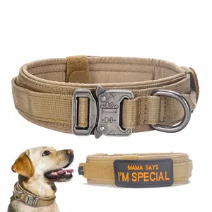 Customize Heavy Duty Adjustable German Shepherd Nylon Tactical Walking Pet Dog Collars Service Dog Collar