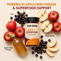 Gummies au vinaigre de cidre naturel enrichies en Açaï et en Vitamine B12 – Complément quotidien pour la santé intestinale et un métabolisme équilibré