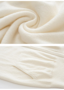 Sweat à capuche en tissu <span class=keywords><strong>cachemire</strong></span> de luxe 100% sweats à capuche zippés en <span class=keywords><strong>cachemire</strong></span> blanc pour femmes - Product Image 4