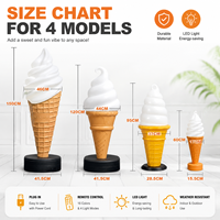 Grande sculpture de crème glacée de 95 cm Modèle de nourriture artificielle Canne à bonbon géante Statue de canne à glace à vendre avec lumière LED