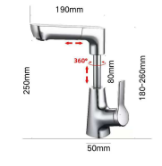 Modern Classic Single-Handle Bathroom Faucet Ceramic Rotatable <strong>Pull</strong> Basin <strong>Sprayer</strong> Flexible Lift Dual Water Modes for Kitchen - Product Image 2
