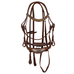 Brida de Cuero Sueco de Diseño con Incrustaciones de Cuero de Pescado, Ajustable, Cómoda, con Contacto Acolchado para Entrenamiento y Exhibición - Product Image 1