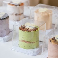 Boîte d'emballage pour gâteau triangulaire, gobelet à dessert pour crème glacée, gobelet en plastique transparent pour pudding avec couvercles