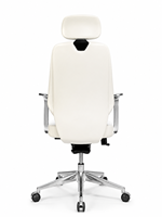 Chaise de bureau de direction moderne à dossier haut en cuir PU blanc, ergonomique, pivotante, avec appui-tête et base en aluminium
