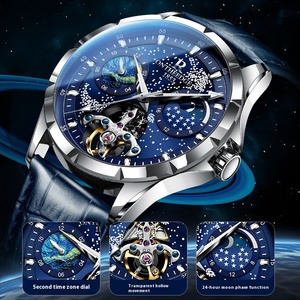 Orologio da <span class=keywords><strong>Uomo</strong></span> Meccanico Completamente Automatico con Luce Notturna Tourbillon Calendario Impermeabile Cassa in Acciaio Inossidabile Design Scheletrato Piccolo Orologio - Product Image 1
