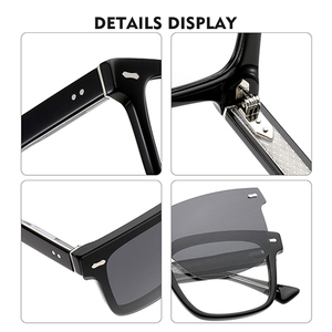 Bán Hot Custom Logo mang nhãn hiệu sang trọng Retro Acetate kính khung 2-in-1 từ Clip-on <span class=keywords><strong>Optics</strong></span> Kính mát phân cực TAC ống kính - Product Image 5