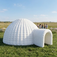 Tente dôme gonflable de luxe moderne pour l'extérieur avec éclairage LED, installation rapide quatre saisons et tissu PVC pour fêtes et événements