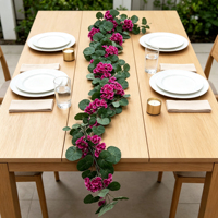 Guirlande de fleurs artificielles en soie (Géranium et Begonie) légère pour porche, patio, balustrade, arche, treillis, bordure de fenêtre, extérieur, Saint-Valentin