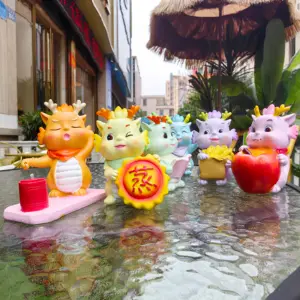 2023 Nieuwe Product Cartoon Chinese Kleine Draak Desktop Decoratie Gadgets Hars Handwerk Te Koop