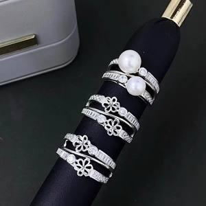 10540 S925 Silver Ring <b>Holder</b> DIY Pearl Accessory <b>Bow</b> Decoration for 9-11mm Beads 6mm Size Findings Type Exclusive for Women - Product Image 1