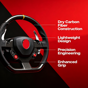 <span class=keywords><strong>Volant</strong></span> en fibre de carbone sèche pour <span class=keywords><strong>Ferrari</strong></span> <span class=keywords><strong>458</strong></span> 488 F8 Tributo 296 GTB Alcantara LED RPM Racing - Product Image 2