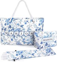 Sac de rangement pour carreaux à motif floral, 3 pièces, taille personnalisable, avec fermeture éclair, pour le transport et les loisirs