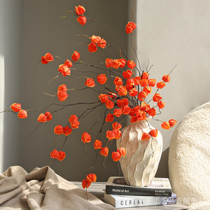 Arte Floral Yihua, Linterna Artificial con Frutas, Flor Artificial de Seda Roja, Rama Individual, Decoración del Hogar, Estilo Moderno y Simple - Product Image 2