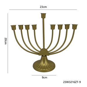 Hanukkah Nine Headed Candlestick Vintage Gold <b>Iron</b> Candle Holder For Religious Activities Christmas Decoration - Product Image 5