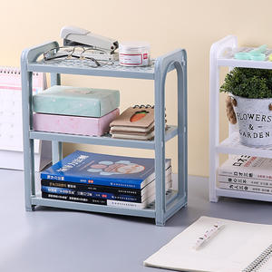 Estante de almacenamiento sencillo de varias capas, organizador de escritorio de plástico PP, tipo vertical, para estudio, dormitorio, modelo rectangular de montaje 96 - Product Image 3