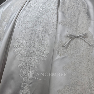 Robe de mariée élégante en satin Wx256, bustier sans manches, avec traîne de chapelle, modèle Jancember - Product Image 4