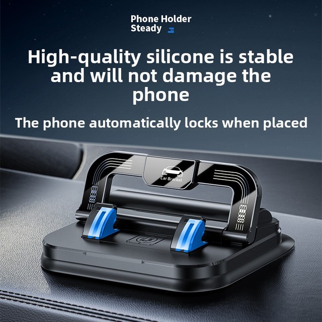 Car Navigation Center Console Phone Mount with License Plate Holder: 2-in-1 Foldable and Rotatable Dashboard Mount