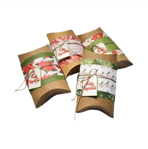 Giáng Sinh Mộc Mạc Kraft Giấy Hộp Gối Cho Đồ Ăn Nhẹ Và Ủng Hộ Đảng Trở Lại Quà Tặng Bao Bì Cho Kẹo Và Kẹo - Product Image 1