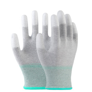 Guantes de nailon recubiertos de fibra de carbono y PU para los dedos y la palma, delgados, transpirables, antiestáticos, antideslizantes, guantes de protección para - Product Image 1