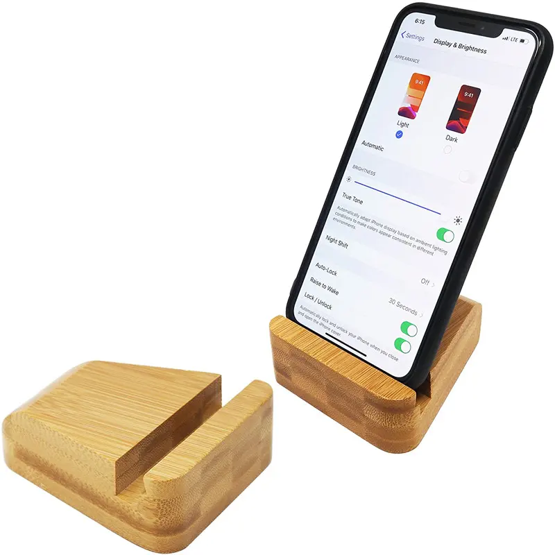 Factory Supply Cell Phone Stand Bamboo Phone Desk Holder Wooden Tablet Stand Charging