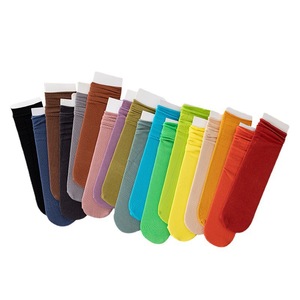 Women's 20-Color Slouch <b>Socks</b> Summer Thin Ice <b>Silk</b> Solid Color Mid-Calf Combed Cotton <b>Socks</b> - Product Image 1