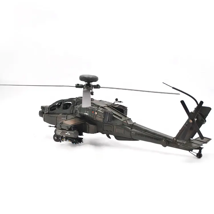 Avião de estanho antigo ah-64, enfeites artesanais, modelo de avião 1:24, acessórios de escala, decoração de casa