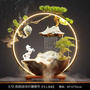 Nouveau <span class=keywords><strong>Bouddha</strong></span> Guanyin en céramique 2024 avec lampe de table, lumière LED USB et brûleur d'<span class=keywords><strong>encens</strong></span> <span class=keywords><strong>cascade</strong></span> à refoulement - Product Image 3