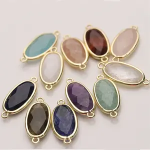 Breloques naturelles F, pendentifs de réglage de lunette en pierre personnalisés bon marché pour la fabrication de bijoux DIY, vente en gros