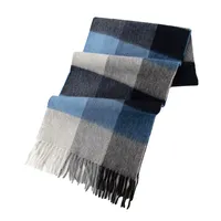 Écharpe en laine 100% de haute qualité, confortable et tendance pour l'hiver, à carreaux, pour hommes et femmes, châle en cachemire de mouton, Yhk0021