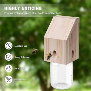 Piège à abeilles charpentières style hangar d'automne, suspendu, amovible, en <span class=keywords><strong>bois</strong></span> et plastique (1 unité) - Product Image 3