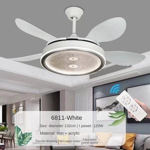 Ventilateur de plafond LED de luxe moderne nordique avec 5 lames et lampe en fer télécommande à intensité variable pour une utilisation intérieure décor de salon de chambre à coucher - Product Image 5