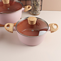 Batterie de cuisine 8 pièces antiadhésive pour casseroles rouges et poêles batterie de cuisine rose pour marmite