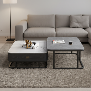 Offerte Scontate Tavolino <span class=keywords><strong>da</strong></span> Caffè Moderno Minimalista Componibile con Base in Acciaio al Carbonio per Soggiorno con Vano Portaoggetti - Product Image 1